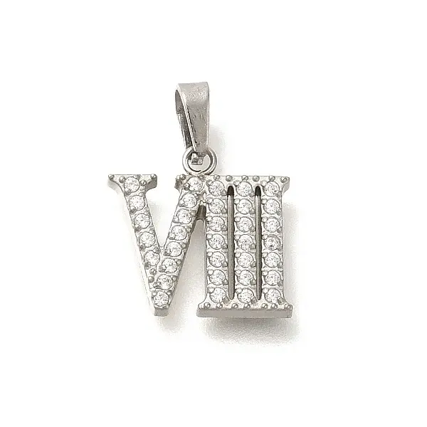 304 Stainless Steel Micro Pave Cubic Zirconia Pendants