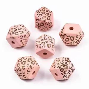 Painted Natural Wood Beads