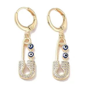 Golden Brass Dangle Leverback Earrings