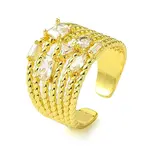 Brass Micro Pave Cubic Zirconia Open Cuff Rings
