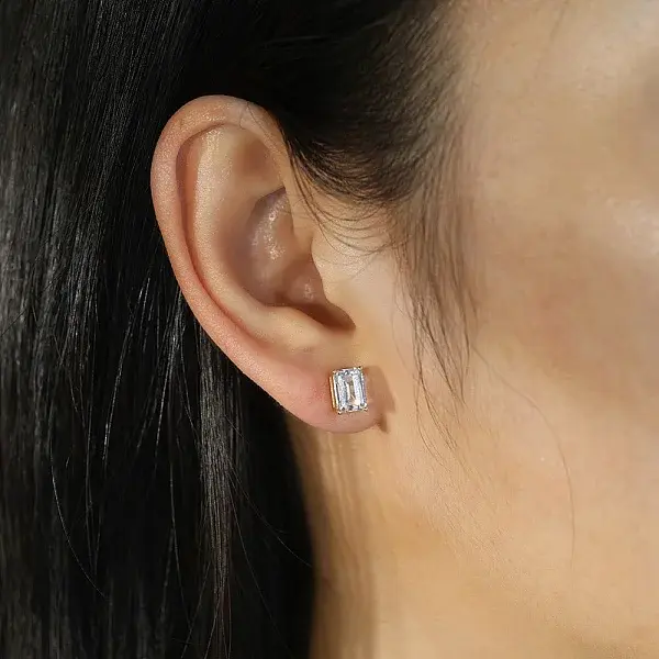 925 Sterling Silver Micro Pave Clear Cubic Zirconia Stud Earrings