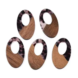 Transparent Resin and Walnut Wood Pendants