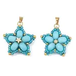 Handmade Glass Seed Beaded & Synthetic Dyed Imperial Jasper Beads Pendants