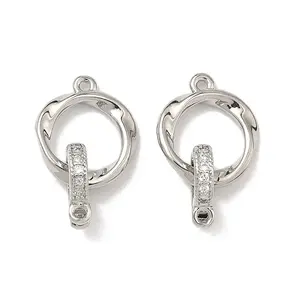Brass Micro Pave Clear Cubic Zirconia Fold Over Clasps