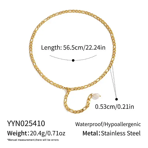 Minimalist 304 Stainless Steel Figaro Chain Lariat Necklaces