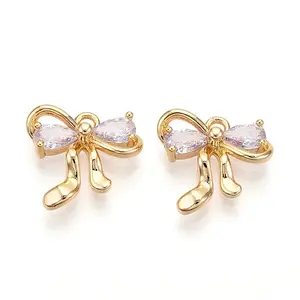 Brass Micro Pave Cubic Zirconia Charms
