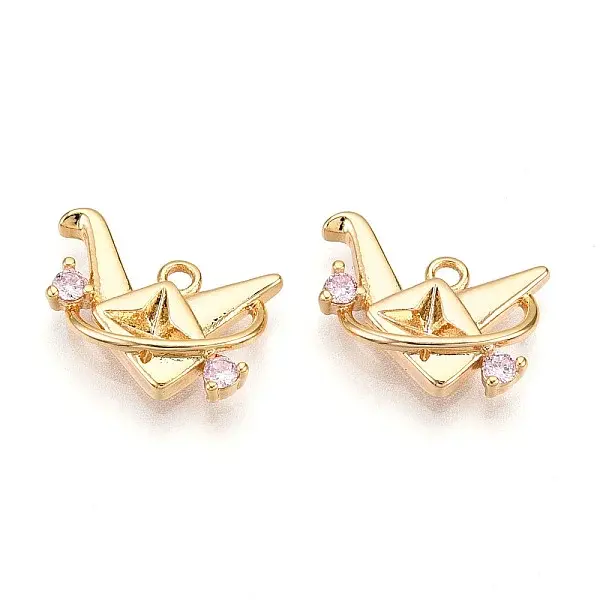 Brass Micro Pave Cubic Zirconia Charms