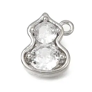 Brass Micro Pave Clear Cubic Zirconia Charms