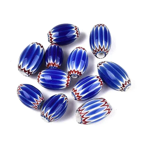 Handmade Millefiori Glass Barrel Beads