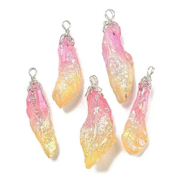 Electroplated Raw Rough Natural Quartz Crystal Big Pendants