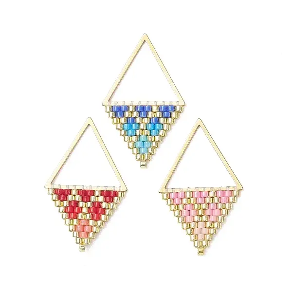3Pcs MIYUKI Glass Seed Beaded Rhombus Pendants