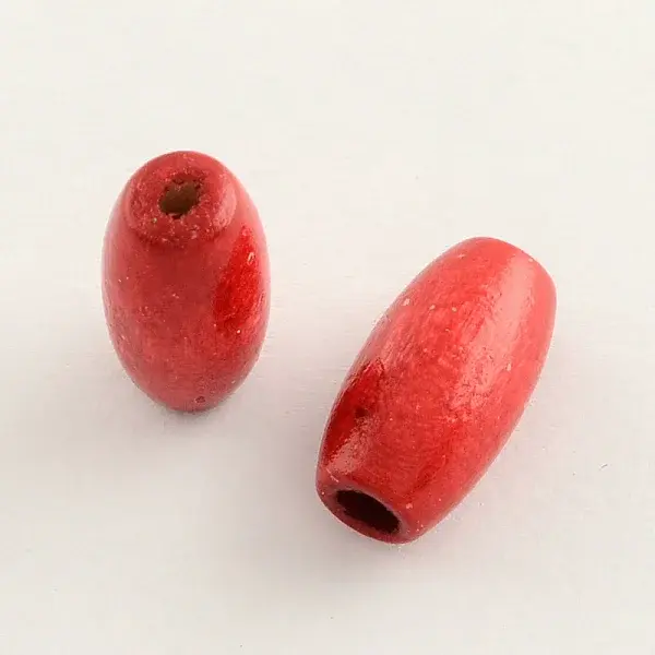 Dyed Natural Long Oval Wood Beads