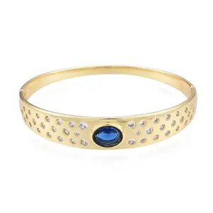 Cubic Zirconia Oval Hinged Bangle