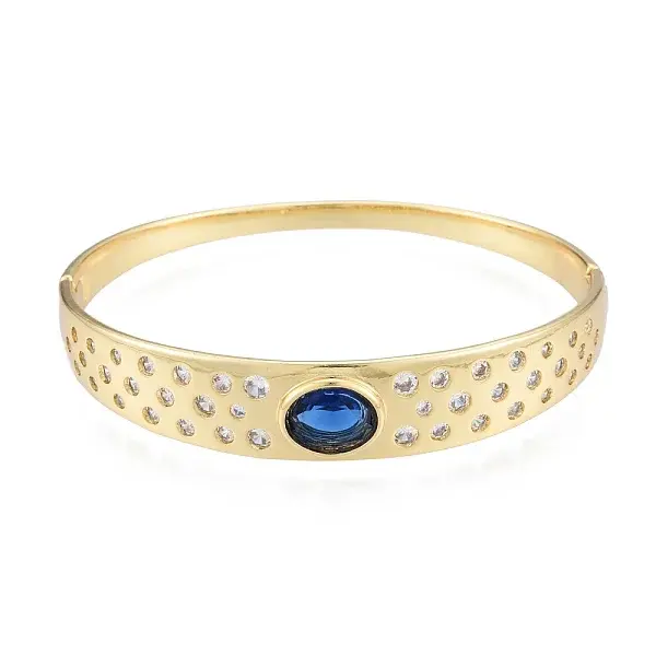 Cubic Zirconia Oval Hinged Bangle