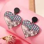 Creative Heart-Shaped Halloween Spider Devil Acrylic Stud Earrings