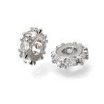 Brass Micro Pave Clear Cubic Zirconia Beads