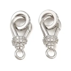 Brass Micro Pave Clear Cubic Zirconia Spring Ring Rings