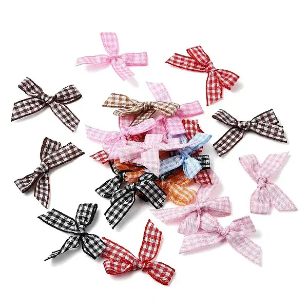 Polyester Bowknot with Grid Sew on Ornament Accessories