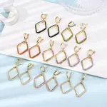 Rack Plating Brass Cubic Zirconia Rhombus Hoop Earrings