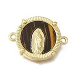Flat Round Brass & Acrylic Connector Charms