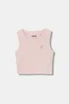 Guess detský crop top z viskózy
