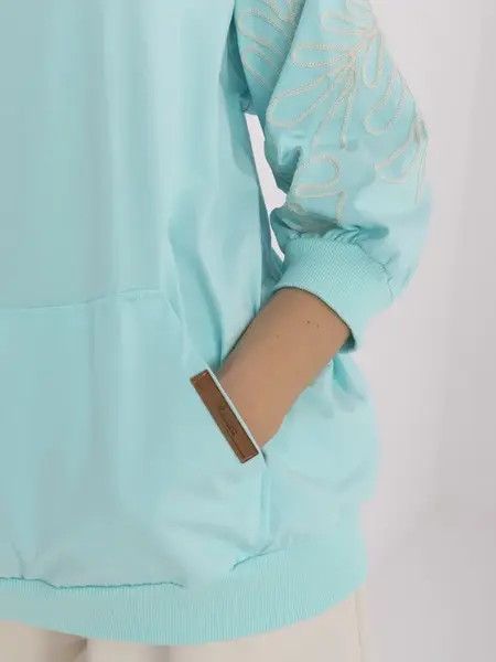 Mintová mikina RUE PARIS