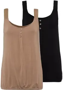 LASCANA Top  svetlohnedá / čierna