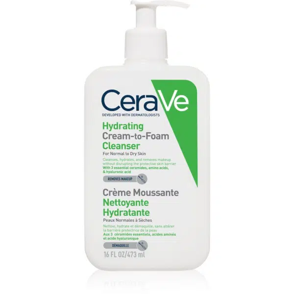 CeraVe Cleansers Hydrating Cream-to-Foam Cleanser čisticí pěnivý krém pro normální až suchou pleť 473 ml