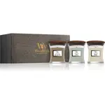 Woodwick Fireside + White Teak + Sand & Driftwood dárková sada 3x85 g
