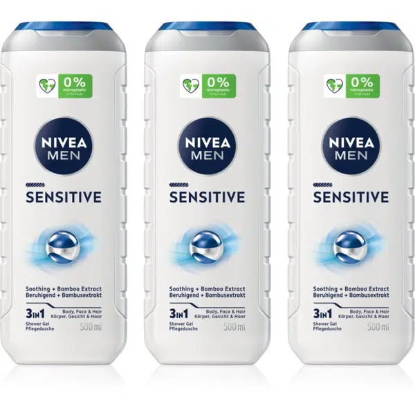 NIVEA MEN Sensitive sprchový gel pro muže výhodné balení 3 x 500 ml