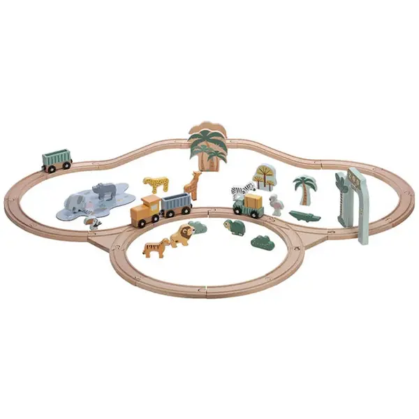 Drevená vláčiková dráha so zvieratkami FreeON - SAFARI