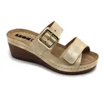 1110 Dámska celo-kožená zdravotná obuv na klinovom opätku 39 - 25cm, zlatá, 6,5 cm