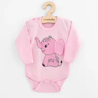 Dojčenské body s dlhým rukávom Happy Elephant pink, vel. 86 (12-18m)