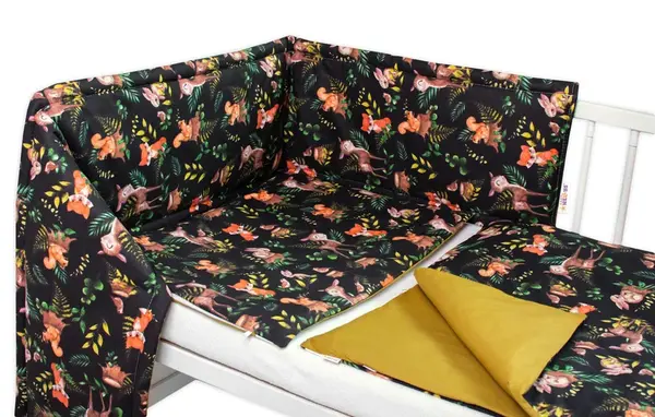 3-dielna sada Mantinel s obliečkami, Baby Friends, čierna/zelená