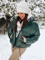 Zelená dámská prošívaná zimní bunda s kapucí Dstreet