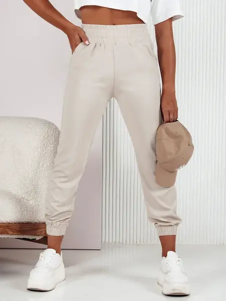 Spodnie dresowe damskie FASHIONCORE beżowe Dstreet