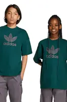 Dětské bavlněné tričko adidas Originals zelená barva, s potiskem, JV8561