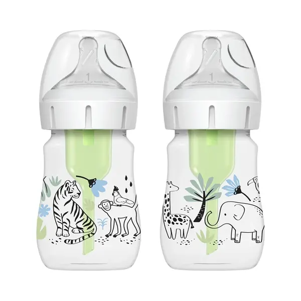 Dojčenská fľaša Džungľa options+ Wide Neck 150 ml Anti-colic – 2 ks (WB52014)