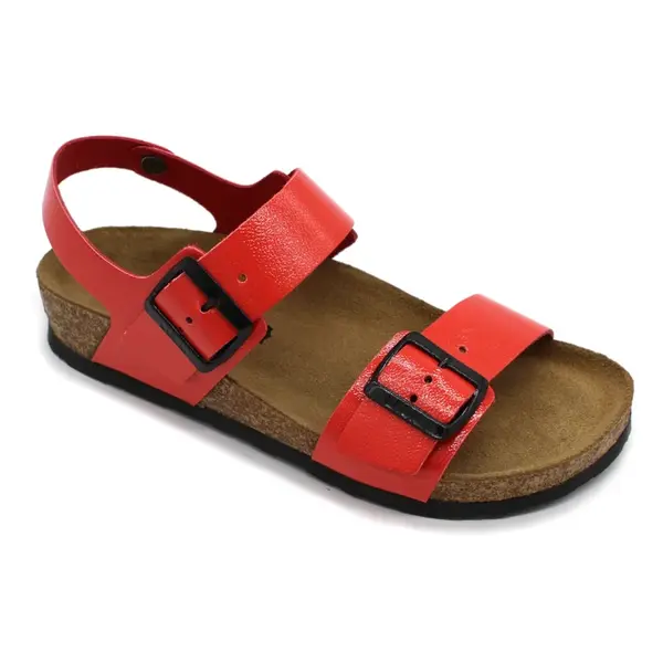 Leon 4303 Dámske zdravotné korkové sandále 36 - 23,5cm, červená, 2,0 cm