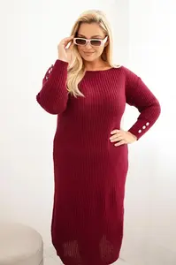 Kesi Włoski Dámské svetrkové šaty Plus Size s mohair bordó