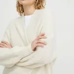 Kardigán s prímesou vlny American Vintage GILET ML COL CHALE béžová farba, teplý, EAST19A