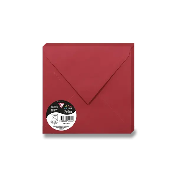 Barevná obálka Clairefontaine 165 × 165 mm, olizová, 20 ks - červená