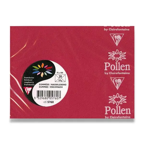 Barevná obálka Clairefontaine 75 x 100 mm, olizová, 20 ks - červená