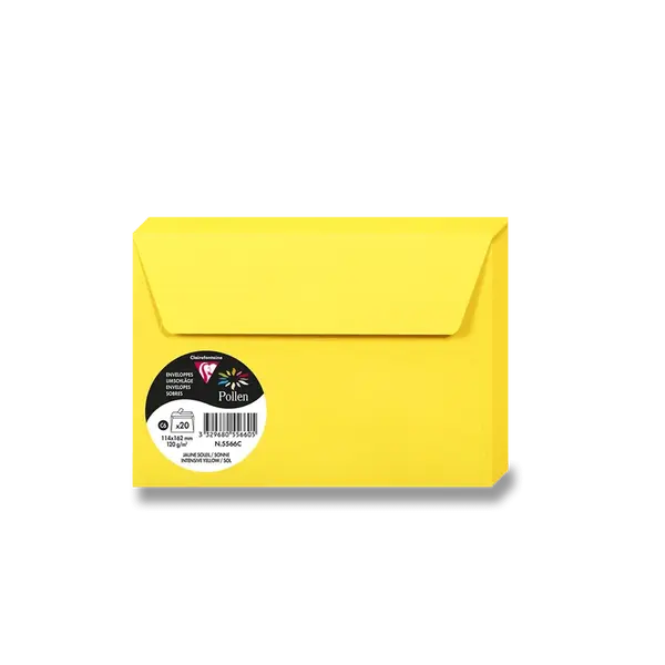 Barevná obálka Clairefontaine, C6, samolepicí, 20 ks - žlutá