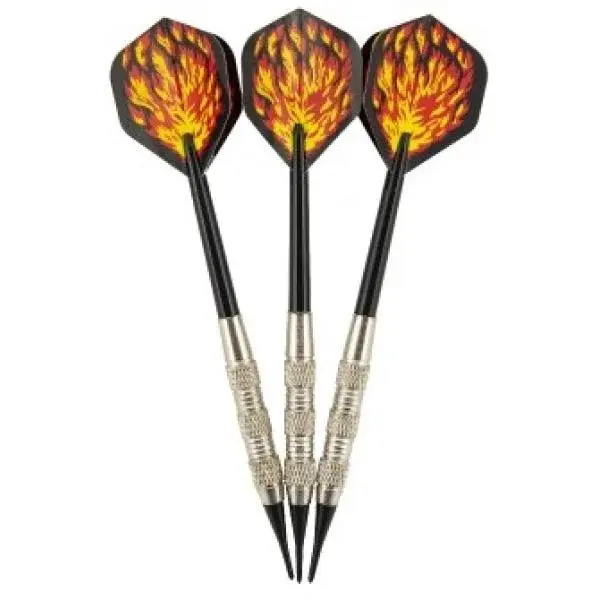 Házecí šipky 3ks kov/plast 15cm s plamenem plastový hrot