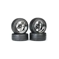 Traxxas kolo 1.9", disk split-spoke černý chrom, pneu Response (sada)