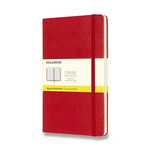Zápisník Moleskine - tvrdé desky L, čtverečkovaný, červený