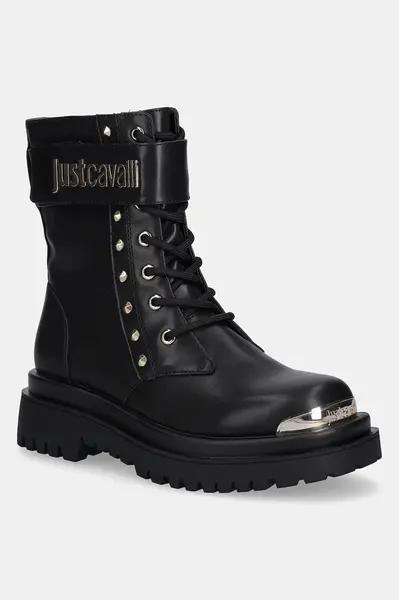 Nízké kozačky Just Cavalli dámské, černá barva, na plochém podpatku, 79RA3S93ZSD53899
