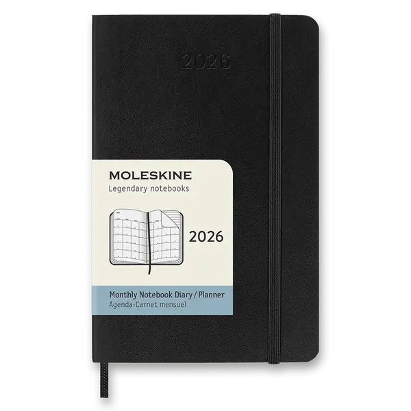 Diář Moleskine 2026 - měkké desky, S, měsíční, černý