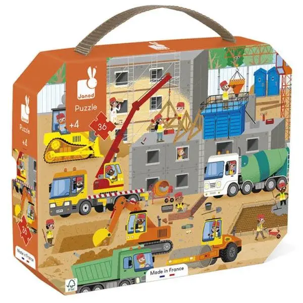 Janod Puzzle v kufříku Na stavbě 36 ks
